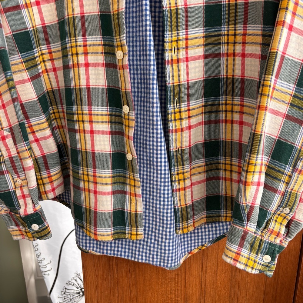 Vintage Yves Saint Laurent Pour Homme Plaid Button Down Shirt Size L 100% Cotton - Picture 4 of 16